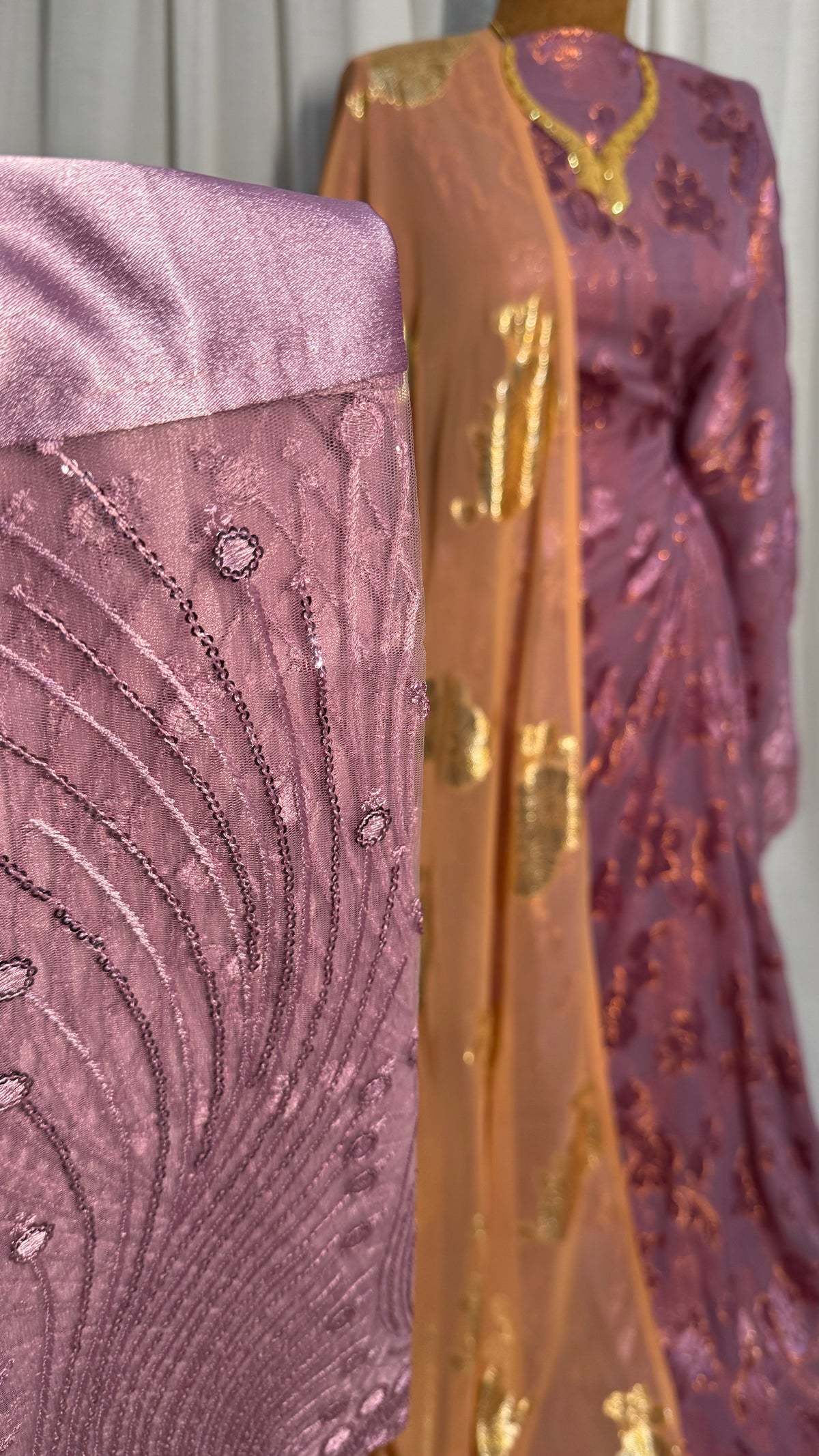 FARANSAWI -PLUM PURPLE/PEACHY