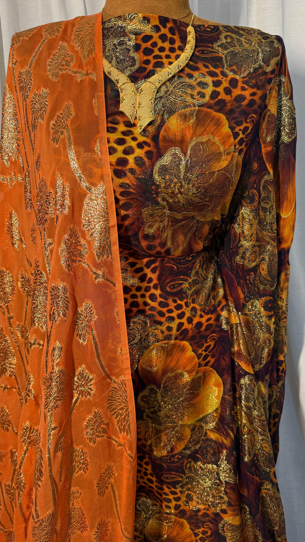 VISCOSE - LEOPARD PRINT BROWN & BURNT ORANGE