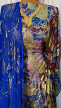 VISCOSE - LEOPARD PRINT BLUE & BURGUNDY/LILAC